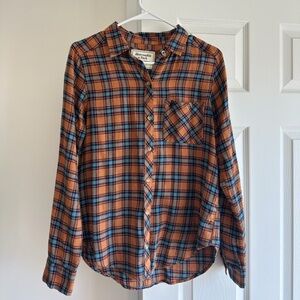 Abercrombie Women’s Orange and Teal Flannel